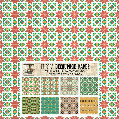 حزمة ورق Decoupage (24 ورقة مقاس 6 × 6 بوصات) ورق بنمط أرابيسك فارسي FLONZ عتيق لديكور المنزل والحرف اليدوية in Kuwait