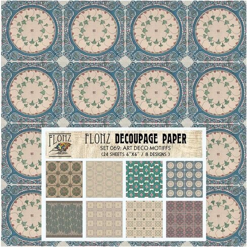 حزمة ورق Decoupage (24 ورقة مقاس 6 × 6 بوصات) ورق بنمط أرابيسك فارسي FLONZ عتيق لديكور المنزل والحرف اليدوية in Kuwait