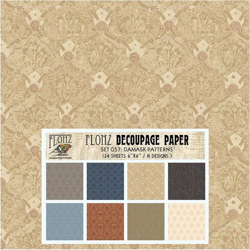 حزمة ورق Decoupage (24 ورقة مقاس 6 × 6 بوصات) ورق بنمط أرابيسك فارسي FLONZ عتيق لديكور المنزل والحرف اليدوية in Kuwait