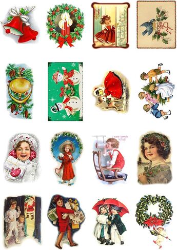 حزمة ورق Decoupage (35 ورقة مقاس 6 × 8 بوصة) بطاقات صور عيد الميلاد للسيدات والفتيات FLONZ ذات الطراز العتيق ل Decoupage والحرف اليدوية وسكرابوكينغ in Kuwait