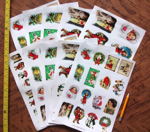 حزمة ورق Decoupage (35 ورقة مقاس 6 × 8 بوصة) بطاقات صور عيد الميلاد للسيدات والفتيات FLONZ ذات الطراز العتيق ل Decoupage والحرف اليدوية وسكرابوكينغ in Kuwait