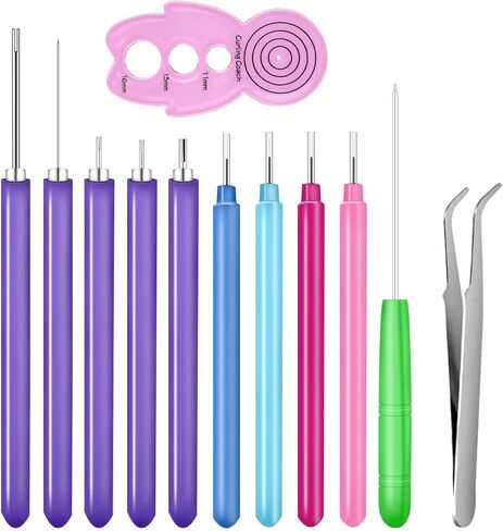 12 Pcs Paper Quilling Slotted Tool Paper Curling Tools Kit Quilling Needle Pen for Art Craft Different Size DIY Paper Cardmaking Project Rolling Multifunction Slotted Quilling Tool Set Handmade Tools in Saudi Arabia