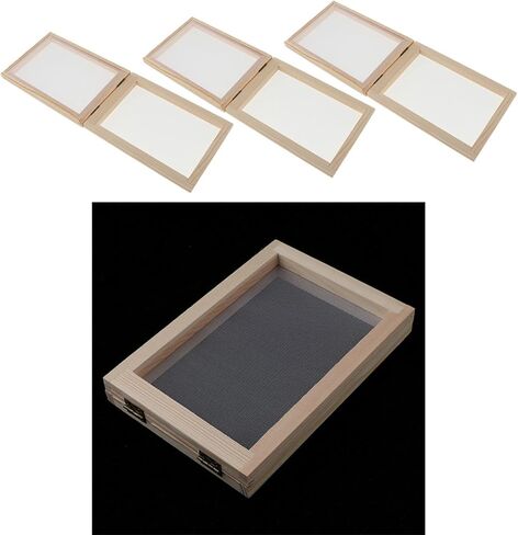 أدوات صناعة ورق خشبي بريتي صناعة ورق إطار قالب إطار شاشة شبكية أدوات للورق يدوي يدوي الصنع صناعة يدوية، مجموعة من 3 قطع in Kuwait