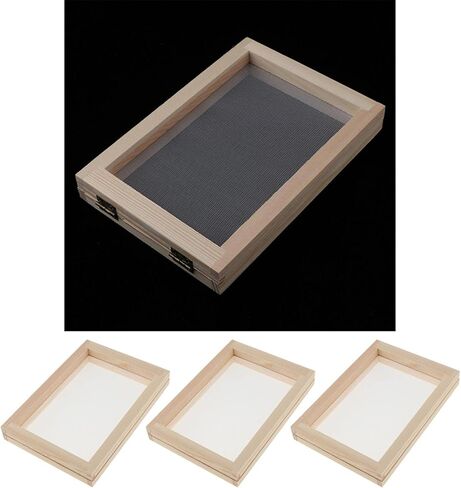 أدوات صناعة ورق خشبي بريتي صناعة ورق إطار قالب إطار شاشة شبكية أدوات للورق يدوي يدوي الصنع صناعة يدوية، مجموعة من 3 قطع in Kuwait