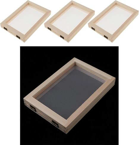 أدوات صناعة ورق خشبي بريتي صناعة ورق إطار قالب إطار شاشة شبكية أدوات للورق يدوي يدوي الصنع صناعة يدوية، مجموعة من 3 قطع in Kuwait