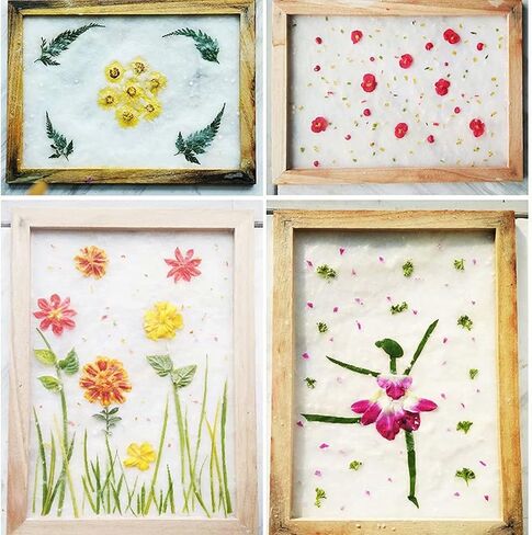 مجموعة أدوات صناعة الورق اليدوية الكاملة المصنوعة يدويًا من الورق للأطفال مع إطار شاشة هدايا رائعة للفتيات والأولاد تصنع ورقًا مقاس 5.8 × 8.2 بوصة (A5) in Kuwait