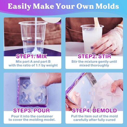 LET'S RESIN 8oz Silicone Mold Making Trial Kit, Fast Cure Mold Making Silicone Rubber, Easy Mixing, Flexible Platinum Cured Molding Silicone for Casting Resin Molds & Silicone Molds (Translucent) in Saudi Arabia