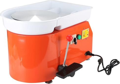 آلة عجلة الفخار الكهربائية MAOPINER 350 واط، حوض ABS قابل للإزالة 25 سم، آلة تشكيل الطين الخزفي الفخاري مع رافعة قابلة للتعديل ودواسة رافعة القدم (برتقالي) in Kuwait