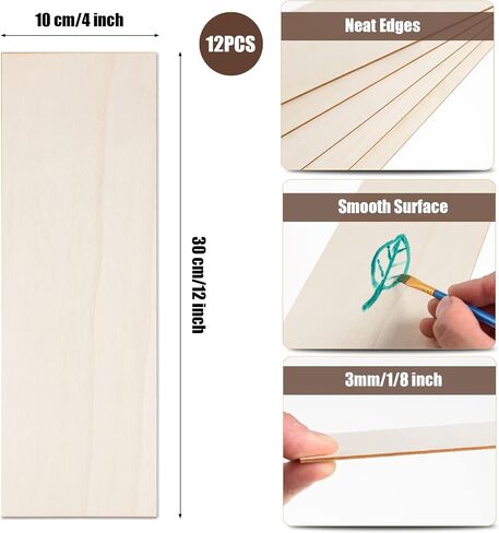 12 Pack Basswood Plywood Sheets 6x12x1/8 Inch-3 mm Thick Unfinished Plywood Sheets Thin Basswood Sheets Boards Craft Wood Sheets for DIY Crafts, Laser Projects, Painting, Wood Burning,Model Making in Saudi Arabia