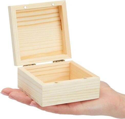 6 Pack Unfinished Wooden Boxes with Hinged Lids, Pinewood Magnetic Wood Box for Crafts, Jewelry Storage (3.5 x 3.5 x 2 In) in Saudi Arabia