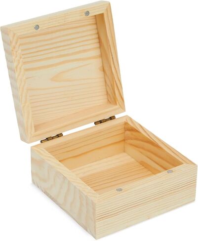 6 Pack Unfinished Wooden Boxes with Hinged Lids, Pinewood Magnetic Wood Box for Crafts, Jewelry Storage (3.5 x 3.5 x 2 In) in Saudi Arabia