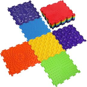 7 Pcs Sensory Mat Massage Game Mats Foot Massage Mat for Kids Autistic Children Orthopedic Massage Puzzle Floor Mats Sensory Room Items Indoor in Kuwait