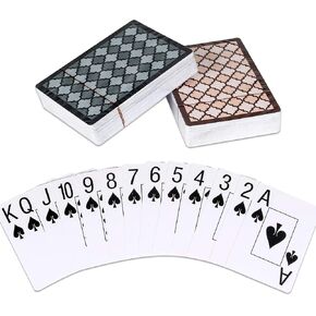 Teskyer 2 Pack Plastic Playing Cards, Large Print Index, 100% Waterproof Poker Cards, 2 Decks of Cards, Black & Orange