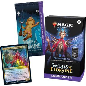 Magic The Gathering Wilds of Eldraine Commander Deck - FAE Dominion (100-Card Deck, 2-Card Collector Booster Sample Pack + Accessories) in Kuwait