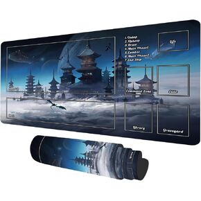 MTG Playmat مع المناطق، المناظر الطبيعية بطاقة التجارة TCG تلعب حصيرة قاعدة مطاطية ناعمة لوحة الماوس للعبة معركة بطاقة MTG TCG للمبتدئين 23.6X 13.7 بوصة