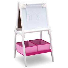 Delta Children MySize Kids Double-Sided Storage Easel -Ideal for Arts & Crafts, Drawing, Homeschooling and More - Greenguard Gold Certified, Grey