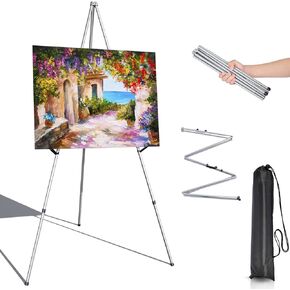 Portable Artist Easel Stand for Painting - Adjustable Height Painting Easel with Bag - Tabletop Art Easel for Painting Canvas Stand, Poster Stand & Wedding Signs Stand - Metal Tripod - 21x66 inches