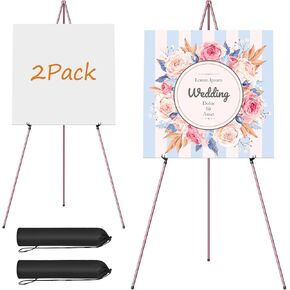 Easel Stand for Display, Aredy 63" Portable Painting Easel, Lightweight Metal Easels for Painting Canvas, Wedding Sign (2 Pack)