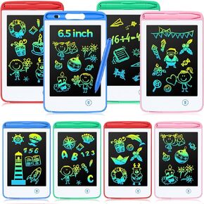 Zhehao 8 Pcs LCD Writing Tablet 6.5 Inch Colorful Drawing Board Educational Kids Doodle Pad Drawing Board Doodle Board for Aged 3-6 Girls Boys Office Gifts Drawing Board(Black)