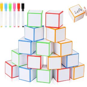 مجموعة من 16 قطعة من مكعبات المسح الجاف و6 قطع من أقلام التحديد الملونة، ومكعبات النرد الإسفنجية، يمكن مسحها والكتابة على مكعبات المسح الجاف، أداة مساعدة تعليمية، لعبة تعلم اللعب in Kuwait