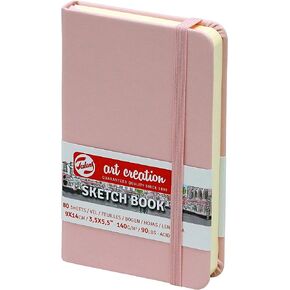 Tarens T9314-011M دفتر رسم Art Creations، دفتر رسم، 3.5 × 5.5 بوصة (9 × 14 سم)، وردي فاتح، السُمك: 4.9 أونصة/قدم مربع (140 جم/م2)، ورق ناعم خالٍ من الأحماض، 80 ورقة مجلدة