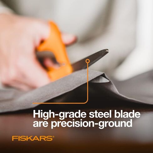 مقص Fiskars الأصلي بمقبض برتقالي - محيطي بشكل مريح - 8 بوصات من الفولاذ المقاوم للصدأ - مقص ورق وقماش للمكتب والفنون والحرف اليدوية in Saudi Arabia