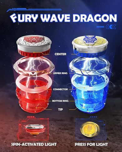 Infinity Nado Battling Tops Burst Toy for Boys Grils Age 5+ Including Gaming Top Toys, Sword Launcher - Dream World Magic Dragon, Lightning Purple in Saudi Arabia