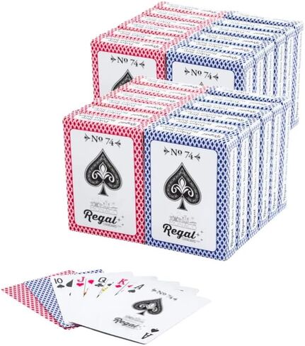Regal Games – Bulk Playing Cards -2 Sets of 72 -Red and Blue -144 Pack -Poker Size, Standard Index -for Blackjack, Euchre, Canasta Card Game -Perfect for Large Events, Bulk Purchasing in Kuwait