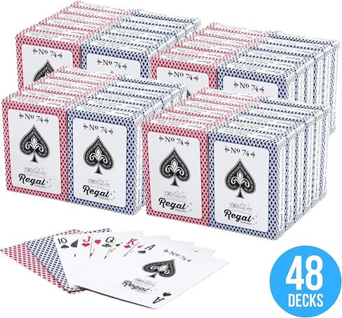 Regal Games – Bulk Playing Cards -2 Sets of 72 -Red and Blue -144 Pack -Poker Size, Standard Index -for Blackjack, Euchre, Canasta Card Game -Perfect for Large Events, Bulk Purchasing in Kuwait