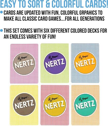 Regal Games Nertz Playing Cards 12 Pack - Decks of 12 Color Cards Wide-Size & Fun Playing Cards - Deck of Playing Cards for Poker, Solitaire, Blackjack & More in Saudi Arabia