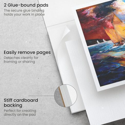 ARTEZA White Acrylic Pad, Pack of 2, 6 x 6 Inches, 16 Sheets Each, Painting & Drawing Pad with Thick 246-lb Paper, for Acrylic Painting, Oil Painting, & Drawing in Kuwait