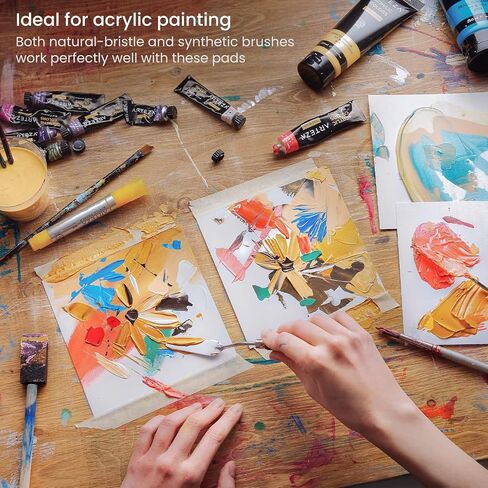 ARTEZA White Acrylic Pad, Pack of 2, 6 x 6 Inches, 16 Sheets Each, Painting & Drawing Pad with Thick 246-lb Paper, for Acrylic Painting, Oil Painting, & Drawing in Kuwait