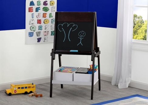Delta Children MySize Kids Double-Sided Storage Easel -Ideal for Arts & Crafts, Drawing, Homeschooling and More - Greenguard Gold Certified, Grey in Kuwait