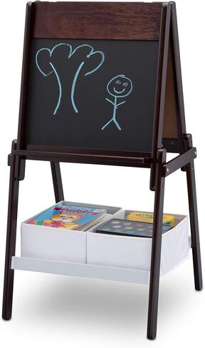 Delta Children MySize Kids Double-Sided Storage Easel -Ideal for Arts & Crafts, Drawing, Homeschooling and More - Greenguard Gold Certified, Grey in Kuwait