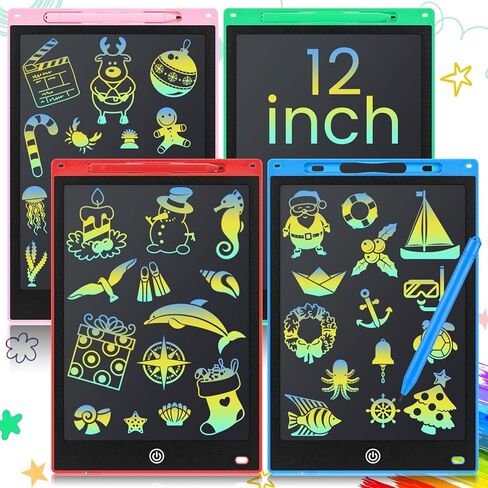4 Pcs 12 Inch LCD Writing Tablet Doodle Board for Kids Digital Erasable Drawing Pad with Colorful Screen Educational for 3-10 Years Old Girls Boys(Colorful) in Saudi Arabia