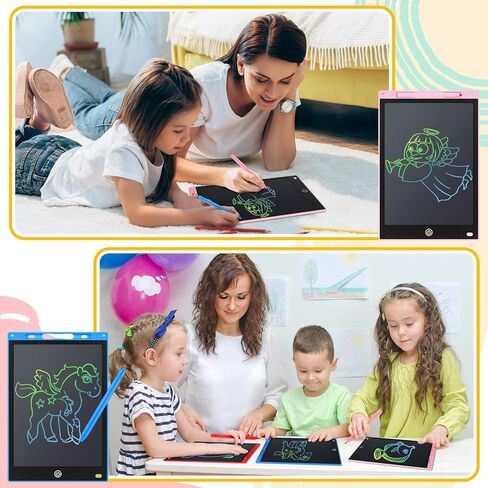 4 Pcs 12 Inch LCD Writing Tablet Doodle Board for Kids Digital Erasable Drawing Pad with Colorful Screen Educational for 3-10 Years Old Girls Boys(Colorful) in Saudi Arabia