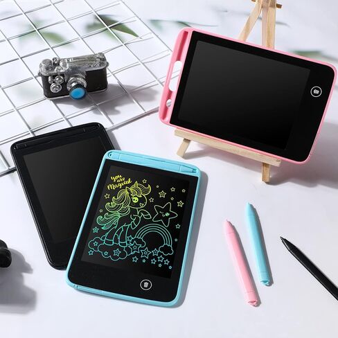 8 قطع كمبيوتر لوحي للكتابة LCD مقاس 6.5 بوصة لوحة رسم ملونة تعليمية للأطفال لوحة رسم رسومات الشعار المبتكرة لوحة رسم خربش للأعمار من 3 إلى 6 سنوات للفتيات والأولاد لوحة رسم هدايا مكتبية (أسود، وردي، أزرق) in Kuwait