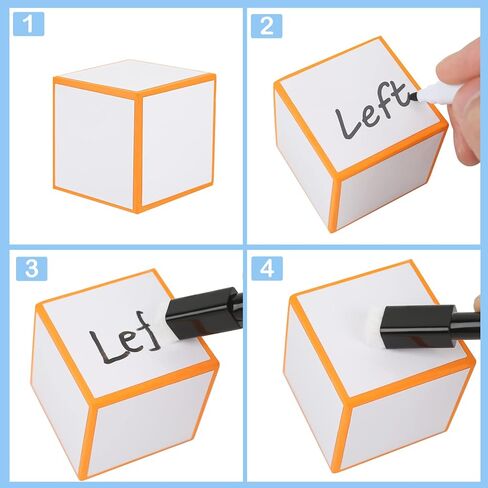 مجموعة من 16 قطعة من مكعبات المسح الجاف و6 قطع من أقلام التحديد الملونة، ومكعبات النرد الإسفنجية، يمكن مسحها والكتابة على مكعبات المسح الجاف، أداة مساعدة تعليمية، لعبة تعلم اللعب in Kuwait