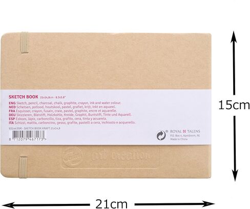Tarens T9314-011M دفتر رسم Art Creations، دفتر رسم، 3.5 × 5.5 بوصة (9 × 14 سم)، وردي فاتح، السُمك: 4.9 أونصة/قدم مربع (140 جم/م2)، ورق ناعم خالٍ من الأحماض، 80 ورقة مجلدة in Kuwait