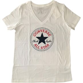 Converse Women's Chuck Taylor Core Patch Heather V-Neck T-Shirt (X-Large, White) in Saudi Arabia