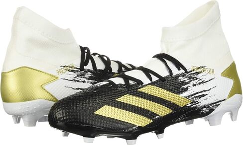 حذاء كرة القدم رجالي من adidas 20.3 Firm Ground، أبيض/ذهبي معدني/أسود، 10 US in Saudi Arabia