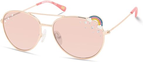 Skechers Girls' SEA9085 Pilot Sunglasses, Shiny Rose Gold, 49mm in Saudi Arabia