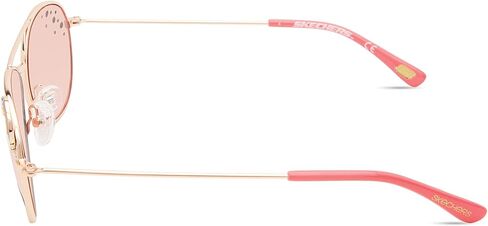 Skechers Girls' SEA9085 Pilot Sunglasses, Shiny Rose Gold, 49mm in Saudi Arabia