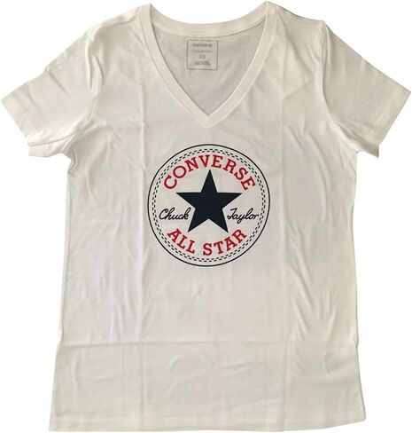 Converse Women's Chuck Taylor Core Patch Heather V-Neck T-Shirt (X-Large, White) in Saudi Arabia