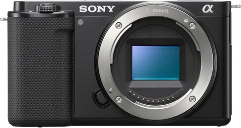 Sony Alpha ZV-E10 APS-C Interchangeable Lens Mirrorless Vlog Camera (Body Only, Black) Bundle with Shotgun Microphone, Extendable Tripod with Built-in Phone Mount and Memory Card (4 Items) in Kuwait