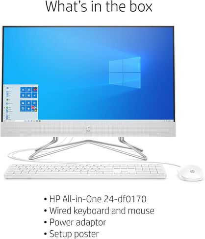 HP 24-inch All-in-One Touchscreen Desktop Computer, Intel Core i5-1035G1 processor, 12 GB RAM, 512 GB SSD, Windows 10 Home (24-df0170, White) in Saudi Arabia