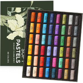 Arrtx Soft Pastels Art Supplies, 48 Assorted Colors Chalk Pastels Creamy Soft and High Adhesion for Artist Beginners Traditional Art Creation, Backgrounds for Adult Coloring, Drawing Media, Crafting