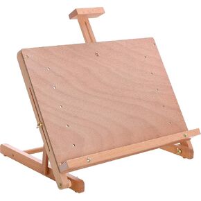 U.S. Art Supply Solid Solana Adjustable Wood Desk Table Easel with Storage Drawer, Paint Palette, Premium Beechwood - Portable Solid Wooden Artist Easel Top Board - Canvas Painting, Drawing Book Stand in Kuwait