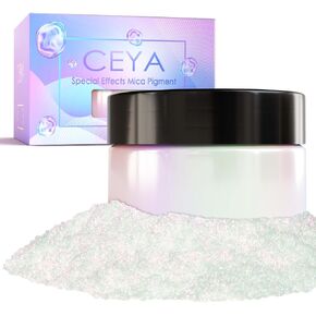 Ceya Chameleon Mica Powder Set 16 Colors, 2.8oz/ 80g Chrome Powder, Cosmetic Grade Pearlescent Effect Color Shift Pigment for Epoxy Resin, Soap Dye, Candle Making, Nail Art, Makeup, Slime, Paint in Saudi Arabia
