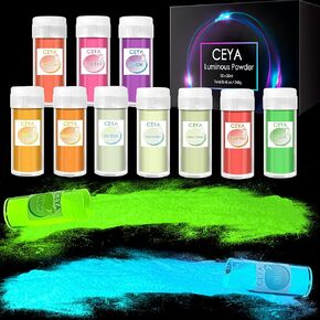 Ceya Fluorescent Blue Glow Powder, 5.3oz/150g Glow in The Dark Pigment Powder, Luminous Powder Resin Color Pigment, Fluorescent Pigment Dye for Epoxy Resin Slime Paint Nail Art Party DIY Crafts